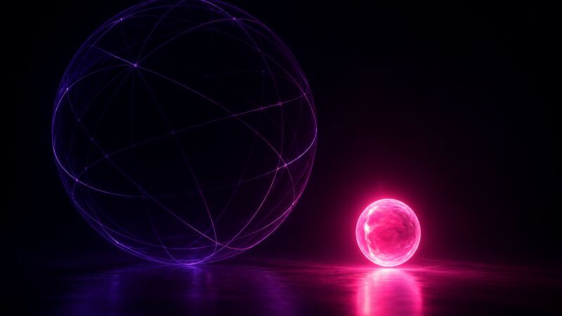 A large dim hollow sphere beside a small dense brilliant one, showing viewer count is not the axis