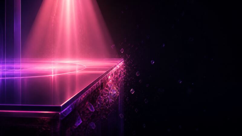 A bright spotlit platform whose light falls away into darkness at its edge, representing the new-model promo window ending