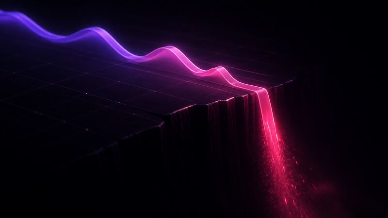 A glowing line graph falling off a sharp cliff, representing a Chaturbate traffic collapse